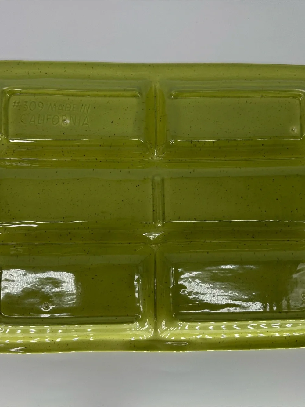 Made in California Green Ceramic Sectioned Serving Tray